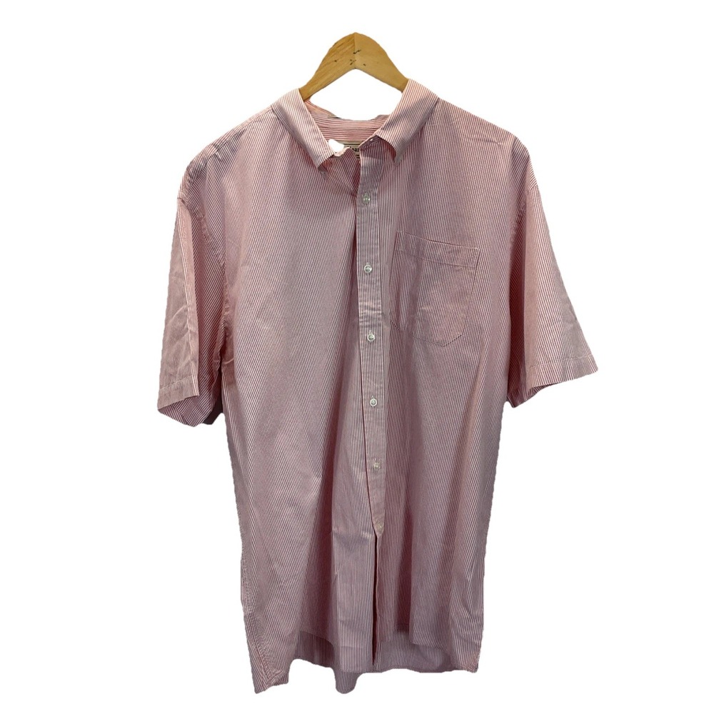 LL‎ Bean traditional fit button-down shirt XL reg. Pink Striped Preppy Boat